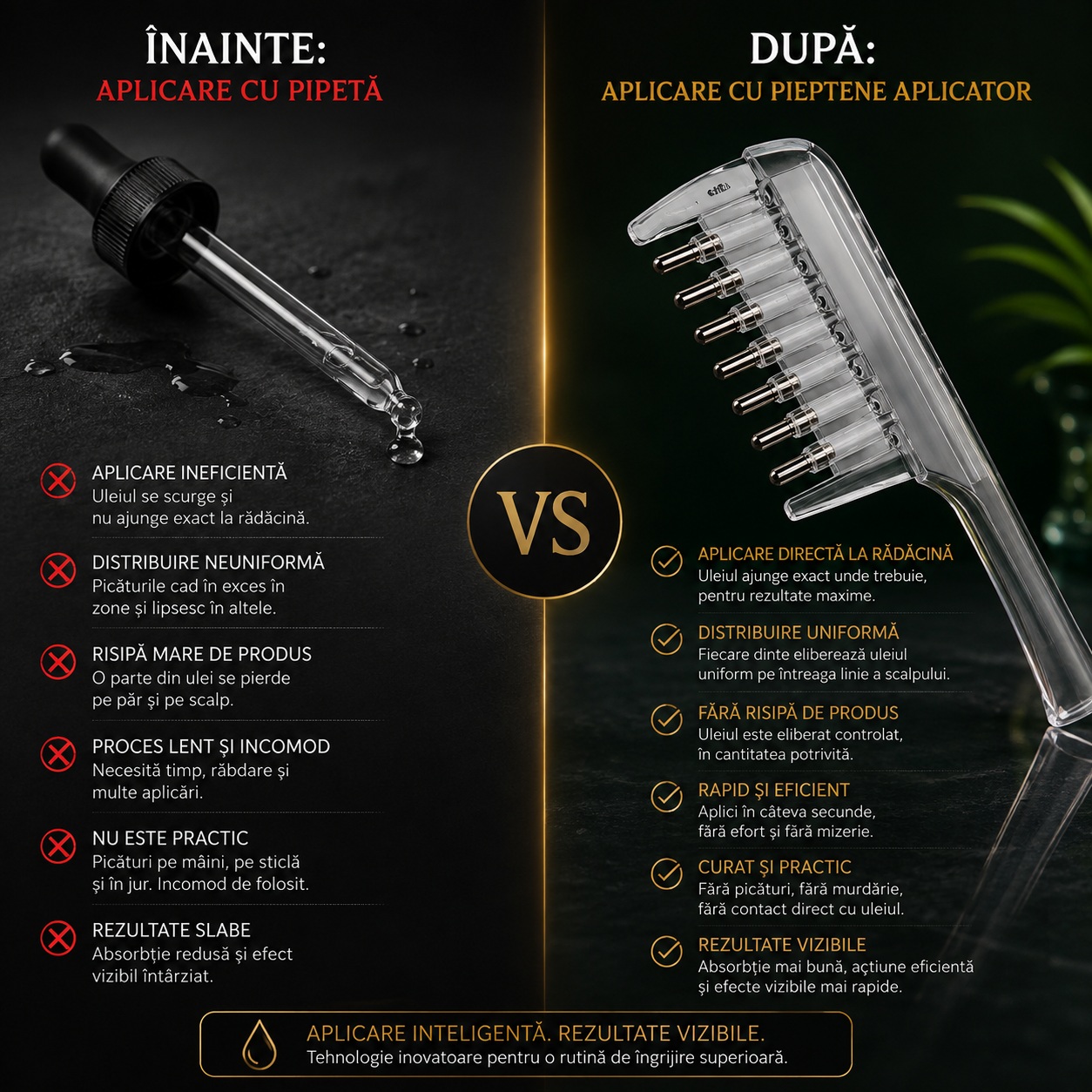 Pieptene Aplicator Pentru Uleiuri & Seruri - Ingrijire Completa si Eficienta