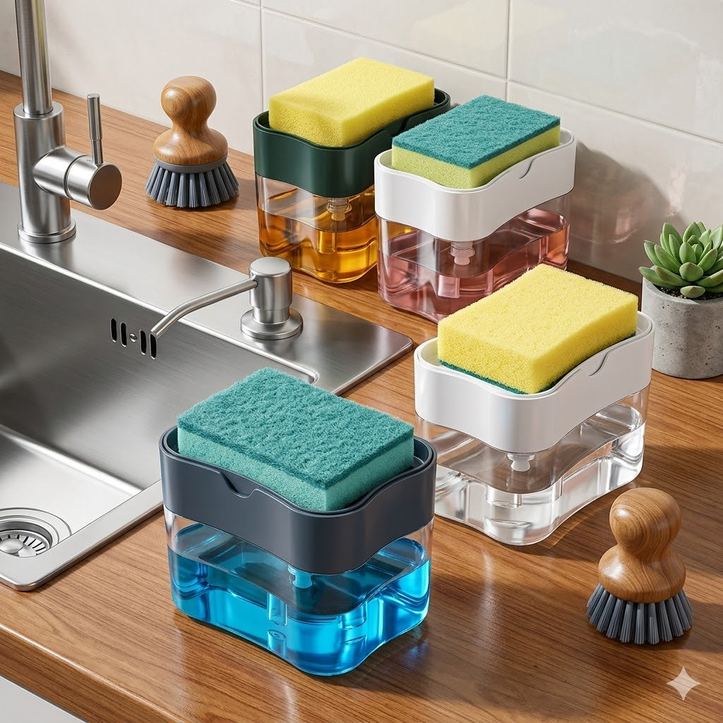 Dispenser detergent vase cu suport burete 2 in 1
